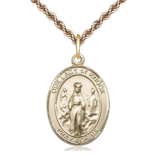 14kt Gold Our Lady of Knock Medal Engraved Catholic Saint Jewelry