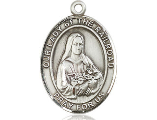 Sterling Silver Our Lady of the Railroad Medal Catholic Jewelry Engraved Catholic Saint Jewelry