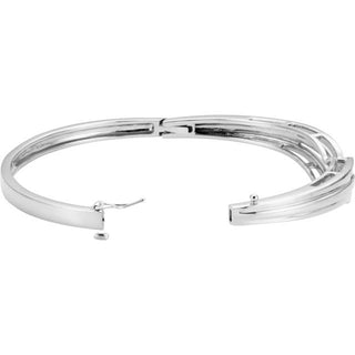 14K White Hinged Bangle 6 1/2" Bracelet