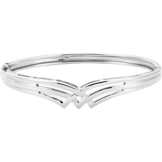 14K White Hinged Bangle 6 1/2" Bracelet