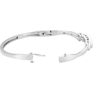 14K White Hinged Bangle 6 1/2" Bracelet
