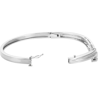 14K White 6.8 mm V Hinged Bangle 6 1/2" Bracelet