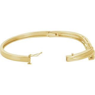 14K Yellow 6.8 mm V Hinged Bangle 6 1/2" Bracelet
