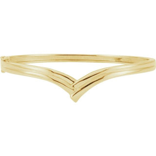 14K Yellow 6.8 mm V Hinged Bangle 6 1/2" Bracelet