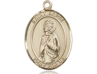 14kt Gold Filled Saint Alice Medal Engraved Catholic Saint Jewelry