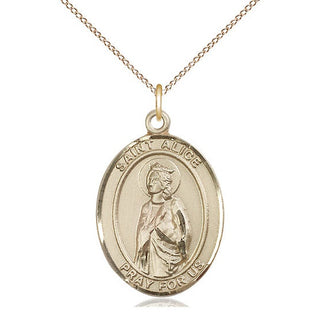 14kt Gold Filled Saint Alice Medal Catholic Jewelry Engraved Catholic Saint Jewelry