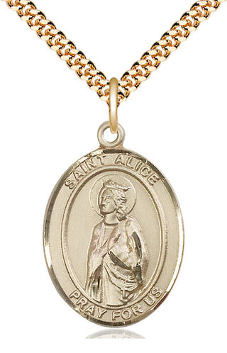 14kt Gold Filled Saint Alice Medal Catholic Jewelry Engraved Catholic Saint Jewelry