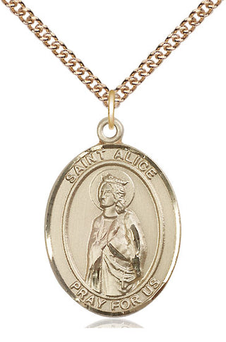14kt Gold Filled Saint Alice Medal Catholic Jewelry Engraved Catholic Saint Jewelry