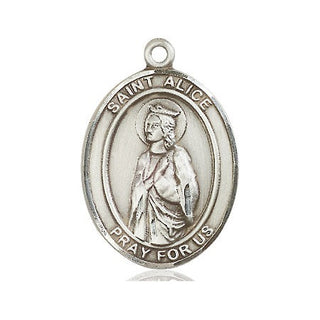 Pewter Saint Alice Medal Engraved Catholic Saint Jewelry