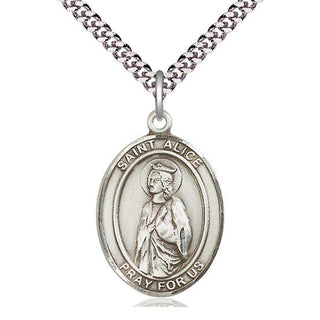 Pewter Saint Alice Medal Catholic Jewelry Engraved Catholic Saint Jewelry