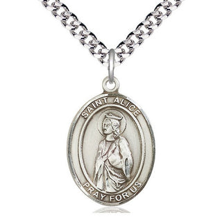 Pewter Saint Alice Medal Catholic Jewelry Engraved Catholic Saint Jewelry