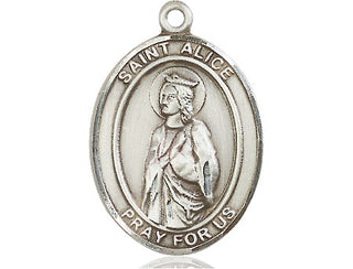 Sterling Silver Saint Alice Medal Catholic Jewelry Engraved Catholic Saint Jewelry