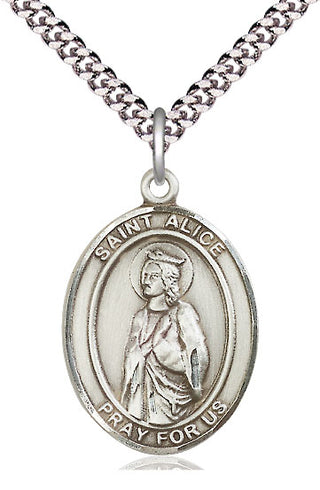 Sterling Silver Saint Alice Medal Catholic Jewelry Engraved Catholic Saint Jewelry