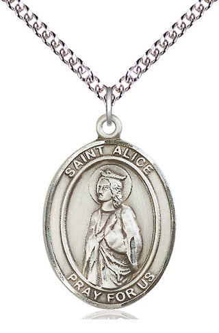 Sterling Silver Saint Alice Medal Catholic Jewelry Engraved Catholic Saint Jewelry