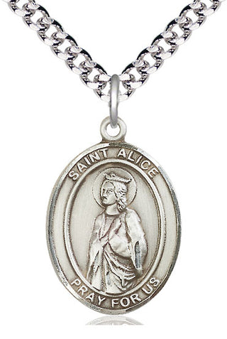 Sterling Silver Saint Alice Medal Catholic Jewelry Engraved Catholic Saint Jewelry