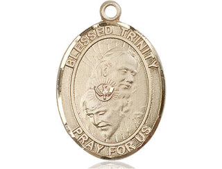 14kt Gold Filled Blessed Trinity Medal Engraved Catholic Saint Jewelry