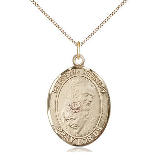 14kt Gold Filled Blessed Trinity Medal Catholic Jewelry Engraved Catholic Saint Jewelry