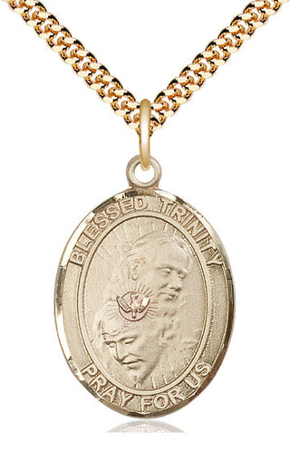 14kt Gold Filled Blessed Trinity Medal Catholic Jewelry Engraved Catholic Saint Jewelry