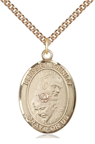 14kt Gold Filled Blessed Trinity Medal Catholic Jewelry Engraved Catholic Saint Jewelry