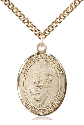 14kt Gold Filled Blessed Trinity Medal Catholic Jewelry Engraved Catholic Saint Jewelry