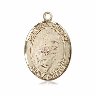 14kt Gold Blessed Trinity Medal Engraved Catholic Saint Jewelry