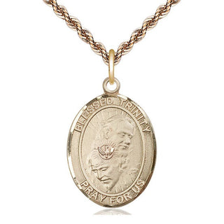 14kt Gold Blessed Trinity Medal Engraved Catholic Saint Jewelry
