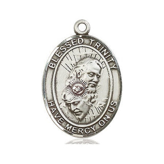 Pewter Blessed Trinity Medal Engraved Catholic Saint Jewelry