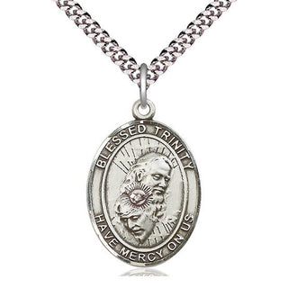 Pewter Blessed Trinity Medal Catholic Jewelry Engraved Catholic Saint Jewelry