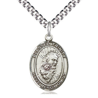Pewter Blessed Trinity Medal Catholic Jewelry Engraved Catholic Saint Jewelry