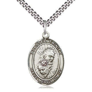 Pewter Blessed Trinity Medal Catholic Jewelry Engraved Catholic Saint Jewelry