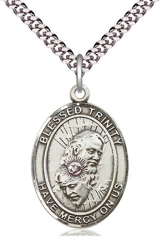 Sterling Silver Blessed Trinity Medal Catholic Jewelry Engraved Catholic Saint Jewelry
