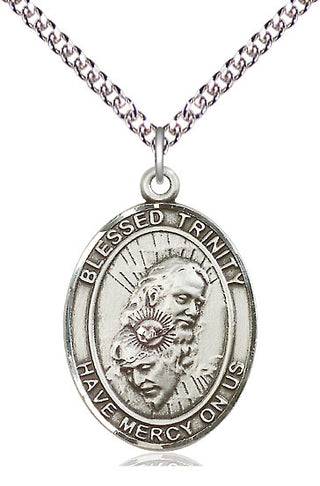 Sterling Silver Blessed Trinity Medal Catholic Jewelry Engraved Catholic Saint Jewelry