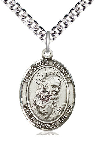 Sterling Silver Blessed Trinity Medal Catholic Jewelry Engraved Catholic Saint Jewelry