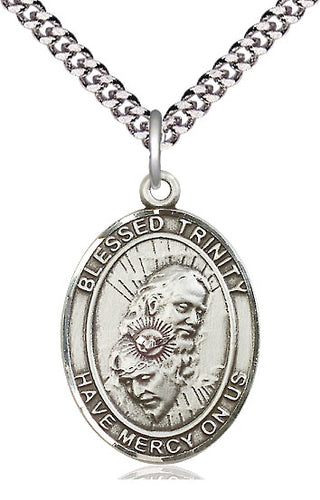 Sterling Silver Blessed Trinity Medal Catholic Jewelry Engraved Catholic Saint Jewelry