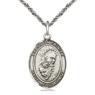 Sterling Silver Blessed Trinity Medal Catholic Jewelry Engraved Catholic Saint Jewelry