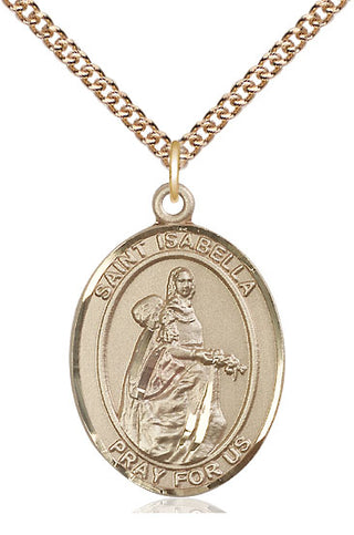 14kt Gold Filled Saint Isabella of Portugal Medal Catholic Jewelry Engraved Catholic Saint Jewelry