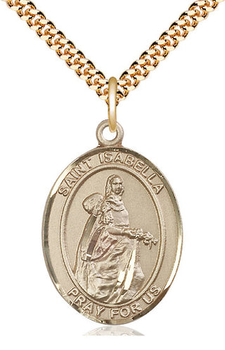14kt Gold Filled Saint Isabella of Portugal Medal Catholic Jewelry Engraved Catholic Saint Jewelry