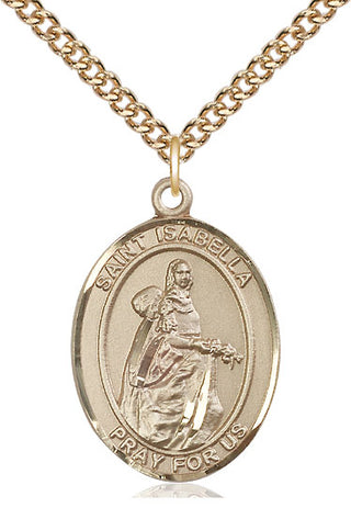 14kt Gold Filled Saint Isabella of Portugal Medal Catholic Jewelry Engraved Catholic Saint Jewelry