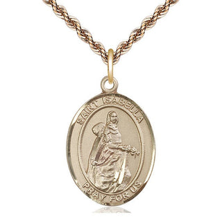 14kt Gold Filled Saint Isabella of Portugal Medal Catholic Jewelry Engraved Catholic Saint Jewelry
