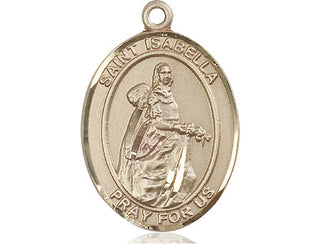 14kt Gold Saint Isabella of Portugal Medal Engraved Catholic Saint Jewelry