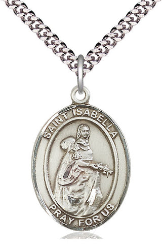 Pewter Saint Isabella of Portugal Medal Catholic Jewelry Engraved Catholic Saint Jewelry