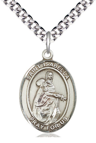 Sterling Silver Saint Isabella of Portugal Medal Catholic Jewelry Engraved Catholic Saint Jewelry