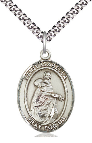 Sterling Silver Saint Isabella of Portugal Medal Catholic Jewelry Engraved Catholic Saint Jewelry