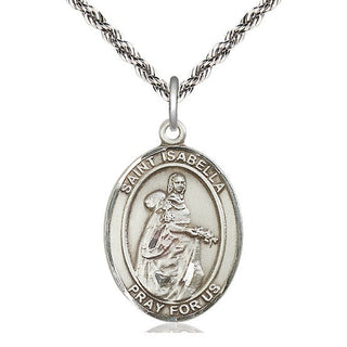 Sterling Silver Saint Isabella of Portugal Medal Catholic Jewelry Engraved Catholic Saint Jewelry