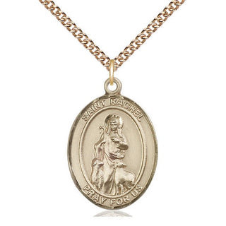 14kt Gold Saint Rachel Medal Engraved Catholic Saint Jewelry