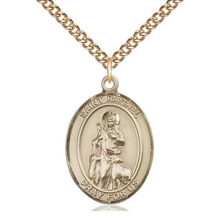 14kt Gold Saint Rachel Medal Engraved Catholic Saint Jewelry
