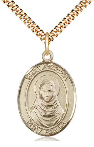14kt Gold Filled Saint Rebecca Medal Catholic Jewelry Engraved Catholic Saint Jewelry