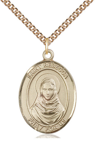 14kt Gold Filled Saint Rebecca Medal Catholic Jewelry Engraved Catholic Saint Jewelry