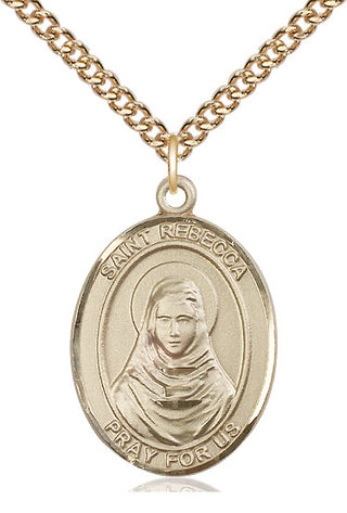 14kt Gold Filled Saint Rebecca Medal Catholic Jewelry Engraved Catholic Saint Jewelry