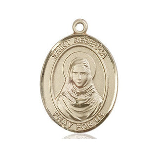 14kt Gold Saint Rebecca Medal Engraved Catholic Saint Jewelry